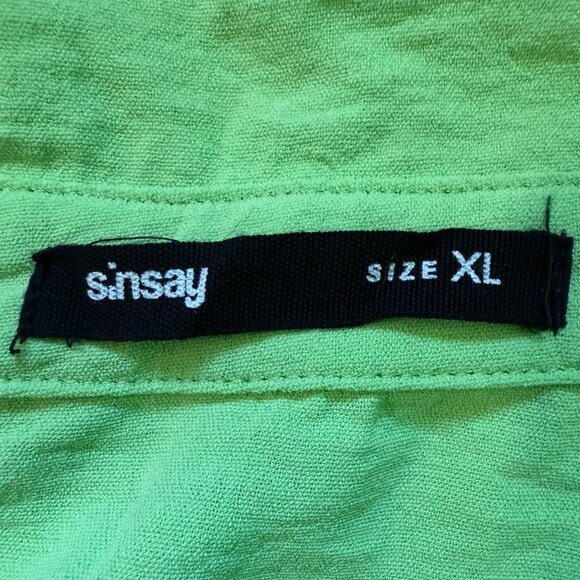 Neon green twist front European tunic shirt - Picture 5 of 6